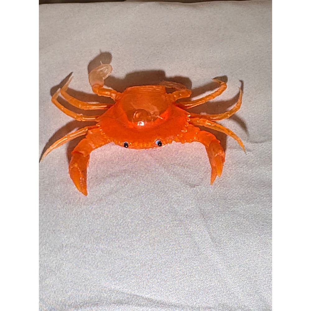 Translucent Orange Plastic Crab squeaks Nautical Ocean Decor 5.5 Inch toy